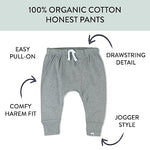 HonestBaby Unisex Baby 2-Pack 100% Organic Cotton Pull On Jogger Pants, Heather Gray/Black, 6-9 Months
