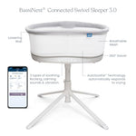 HALO BassiNest Connected Swivel Sleeper 3.0 – Smart Bassinet with AutoSoothe™, 360° Swivel, Cry Detection, Rocking, Vibration & Soothing Sounds, Easy Lowering Wall for Postpartum Recovery
