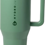 HydroJug Traveler - 40 oz Water Bottle with Handle & Flip Straw - Fits in Cup Holder, Leak Resistant Tumbler-Reusable Insulated Stainless Steel & Rubber Base - Gifts for Women & Men, Pink Sand