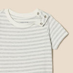 Amazon Essentials Unisex Babies' Short Sleeve T-Shirts, Pack of 3, Oatmeal Heather/White/Stripe, 18 Months