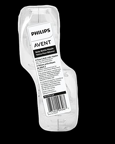 Philips AVENT Anti-Colic Baby Bottle Flow 2 Nipple, 4pk, SCY762/04