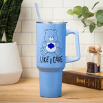 Silver Buffalo Care Bears Grumpy Bear Like I Care Stainless Steel Tumbler with Handle and Straw, Fits in Standard Cup Holder, 40 Ounces