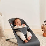 BabyBjörn Bouncer Bliss, Anthracite, Woven, Petal Quilt | 2-in-1 Adjustable Baby Bouncer Seat and Toddler Chair, Newborn to Toddler (8-29 lbs), 4 Positions, Lightweight & Portable