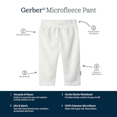 Gerber Baby Girl's 4-Pack Microfleece Pants, Pink Gingham