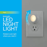 GE Rotating LED Night Light, Plug-in, 360° Directional, Dusk-to-Dawn Sensor, UL-Certified, Energy Efficient, Ideal for Bedroom, Bathroom, Stairs, Hallway, 31533, 2 Pack, White, 2 Count
