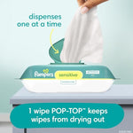 Pampers Baby Wipes Sensitive, Water Based Wipes, Hypoallergenic and Unscented Wipes, 192 Wipes Total (3 Refill Packs)