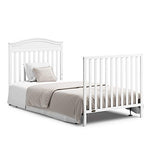 Graco Stella 4-in-1 Convertible Mini Crib with Bonus Mattress – Includes Bonus 2.75 Inch Thick Mattress with Water-Resistant Cover, Converts to Twin Bed, Ideal Crib for Small Spaces (White)