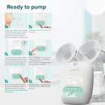 Evenflo Pocket Portable Double Electric Breast Pump, White, 20 Pumping Sessions per Charge, 9 Suction Settings, 3 Memory Presets