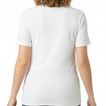 Motherhood Maternity Women's Short Sleeve Crew Neck Cross-Over Nursing Tee Shirt for Breastfeeding with Easy Access, White, Medium