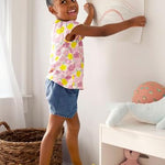 Simple Joys by Carter's Baby Girls' 3-piece Playwear Set, Denim/Pink Dots/White Floral, 18 Months