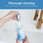 Dr. Brown’s Clean Steam Baby Bottle and Pacifier Sterilizer and Dryer, Anti-Colic Options+ Baby Bottles 8 oz, 0m+ Level 1 Nipple, 4 Pack, and Reusable Sponge Bottle Cleaning Brush Set Blue, 3-Pack