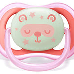 Philips AVENT Ultra Air Nighttime, 6-18 Months Pacifier, Pink, Pack of 4, SCF376/44