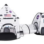 JOYIN White Rocket Ship Pop up Play Tent with Tunnel and Playhouse Kids Indoor Outdoor Spaceship Tent Set