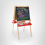 Melissa & Doug Deluxe Magnetic Standing Art Easel with Chalkboard, Dry-Erase Board, and 39 Letter and Number Magnets - FSC Certified
