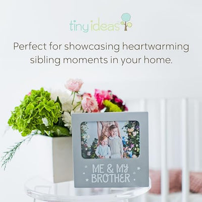 tiny ideas Me and My Brother Picture Frame, Gift Ideas For Siblings, Photo Picture Frame, Sibling Keepsake, Ideal Big Brother Gift, Shower Gift and Gender Neutral Nursery Decor, Gray