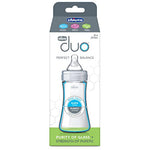 Chicco Duo 9oz Hybrid Baby Bottle, Real Glass Inside, Lightweight Plastic Outside, Patented Invinci-Glass Technology, Intui-Latch Nipple, Clear/Grey