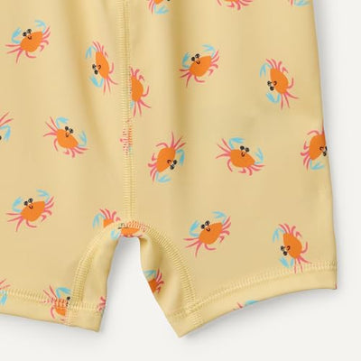 Amazon Essentials Unisex Babies' Long-Sleeve One-Piece Rashguard, Light Yellow Crabs, 18 Months