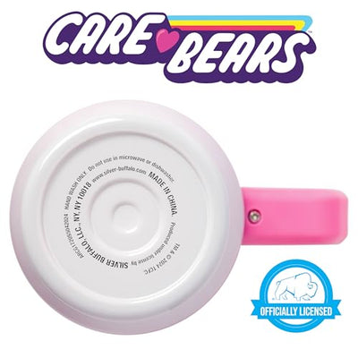 Silver Buffalo Care Bears Watercolor Heart Ombre Stainless Steel Tumbler with Handle and Straw, Fits in Standard Cup Holder, 40 Ounces