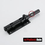 JQK Sliding Bolt Gate Latch Black, 6.3 Inch (Thick 2.4mm) Heavy Duty 304 Stainless Steel Barrel Bolt with Padlock Hole, Interior Door Latches 2 Pack, DL300-BK-P2