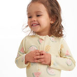 Gerber Baby Girls Toddler Long Sleeve One Piece Rashguard Swimsuit, Yellow Fruit, 12 Months