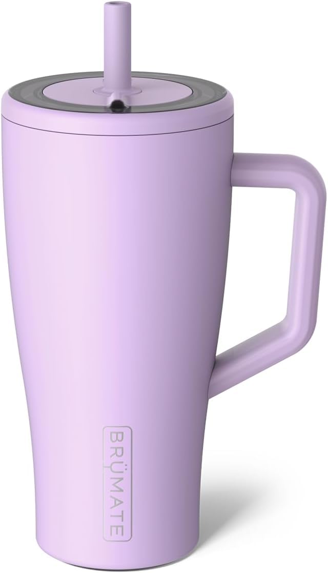 BrüMate Era 40 oz Tumbler with Handle and Straw | 100% Leakproof Insulated Water Bottle Tumbler with Lid and Flexible SoftSip Straw | Made of Stainless Steel | Cup Holder Friendly | 40oz (Lavender)