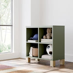 Storkcraft California Cube Organizer Bookcase (Olive with Driftwood) – GREENGUARD Gold Certified Book Shelf for Kids, Premium Wooden Cubbies