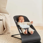 BabyBjörn Bouncer Balance Soft, Woven/Jersey, Dark Gray/Gray | 2-in-1 Adjustable Baby Bouncer Seat and Toddler Chair, Newborn to Toddler (8-29 lbs), 4 Positions, Lightweight & Portable