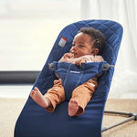 BabyBjörn Bouncer Bliss, Midnight Blue, Woven, Classic Quilt | 2-in-1 AdjustableBaby Bouncer Seat and Toddler Chair, Newborn to Toddler (8-29 lbs), 4 Positions, Lightweight & Portable