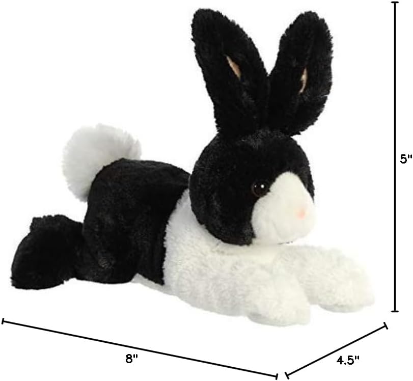 Aurora® Adorable Flopsie™ Dutch Rabbit Stuffed Animal - Playful Ease - Timeless Companions - Black 12 Inches