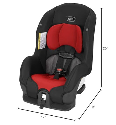 Evenflo Tribute LX 2-in-1 Lightweight Convertible Car Seat, Travel Friendly (Jupiter Red)