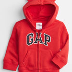 GAP baby boys Logo Zip Hoodie Sweatshirt, Red Wagon, 6-12 Months US