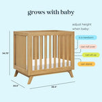 Davinci Otto 3-in-1 Mini Baby Crib with 4 Inch Mattress Included - GREENGUARD Gold Certified - Baby Crib Convertible to Toddler Bed & Daybed - 4 Adjustable Heights - Easy to Assemble - Honey