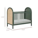 Babyletto Bondi Cane 3-in-1 Convertible Baby Crib - GREENGUARD Gold Certified Convertible Crib to Toddler Bed & Daybed - Wooden Baby Bed - 4 Adjustable Heights - Made of 100% Solid Wood - Forest Green