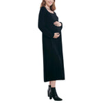Motherhood Maternity Women’s Long Sleeve Empire Waist Maxi Pregnancy Dress, Black, Large