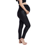 Motherhood Maternity Women's Essential Stretch Full Length Secret Fit Over The Belly Pregnancy Legging, Black Coated, X-Small