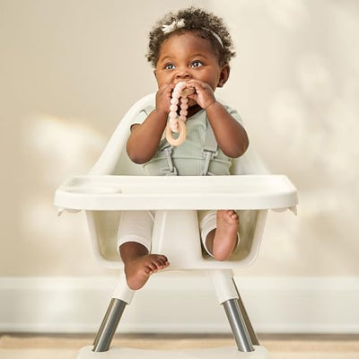 Regalo Baby Basics® High Chair for Babies and Toddlers, Baby High Chair with Removable Oversized Tray & Cup Holder, 5-Point Harness, Easy to Clean Toddler High Chair, White