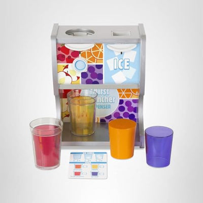 Melissa & Doug Thirst Quencher Wooden Drink Dispenser with Juice Inserts, Ice Cubes & Play Kitchen Accessories, Preschool Learning Toys for Girls & Boys 3+ - FSC Certified