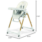 Peg Perego Prima Pappa Zero 3 - High Chair - for Children Newborn to 3 Years of Age - Made in Italy - Gold (White & Gold)