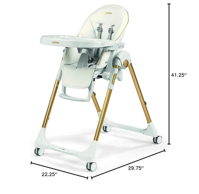 Peg Perego Prima Pappa Zero 3 - High Chair - for Children Newborn to 3 Years of Age - Made in Italy - Gold (White & Gold)