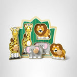 Melissa & Doug Jungle Friends Safari Animals Jumbo Knob Puzzle, Wooden Peg Puzzle for Toddlers, Educational Toy for Shape Recognition and Fine Motor Skills, Ages 1+