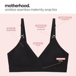 Motherhood Maternity Womens Seamless Wrap Triangle Nursing Bra, Black, Large