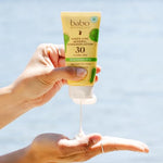 Babo Botanicals Zinc Sunscreen Lotion SPF 30 with 100% Mineral Actives, Non-Greasy, Water-Resistant, Fragrance-Free, Vegan, For Babies, Kids or Sensitive Skin, Clear, 3 Fl Oz
