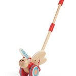 Award Winning Hape Butterfly Wooden Push and Pull Walking Toy, L: 6.3, W: 5.8, H: 22.2 inch, Red