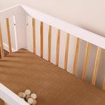 Babyletto 100% Organic Cotton Mini Crib Sheet, GOTS-Certified, Fitted 360°, Ultra-Soft and Breathable Muslin - Burnt Sienna