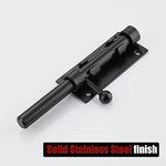 JQK Sliding Bolt Gate Latch Black, 6.3 Inch (Thick 2.4mm) Heavy Duty 304 Stainless Steel Barrel Bolt with Padlock Hole, Interior Door Latches 2 Pack, DL300-BK-P2