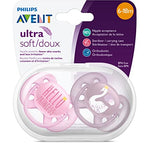 Philips AVENT Ultra Soft Pacifier, 6-18 Months, Hello Princess & Swan Designs, 4 Pack, SCF223/42, Pink