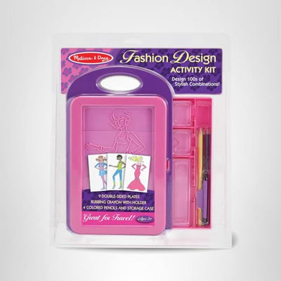 Melissa & Doug Fashion Design Art Activity Kit - 9 Double-Sided Rubbing Plates, 4 Pencils, Crayon - Fashion Plates, Travel Toys for Kids Ages 5+