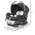 Chicco KeyFit Infant Car Seat and Base, Rear-Facing Seat for Infants 4-22 lbs., Includes Infant Head and Body Support, Compatible with Chicco Strollers, Baby Travel Gear, Encore/Black/Grey
