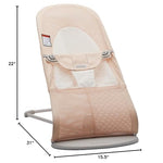 BabyBjörn Bouncer Balance Soft, Light Grey Frame, Mesh, Pearly Pink/White, 2-in-1 Adjustable Baby Bouncer Seat and Toddler Chair, Newborn to Toddler (8-29 lbs), 4 Positions, Lightweight & Portable