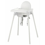 Highh-Chair with Tray, White/White